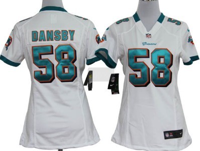 Miami Dolphins 58 Karlos Dansby White Game Womens Team Nike Jerseys